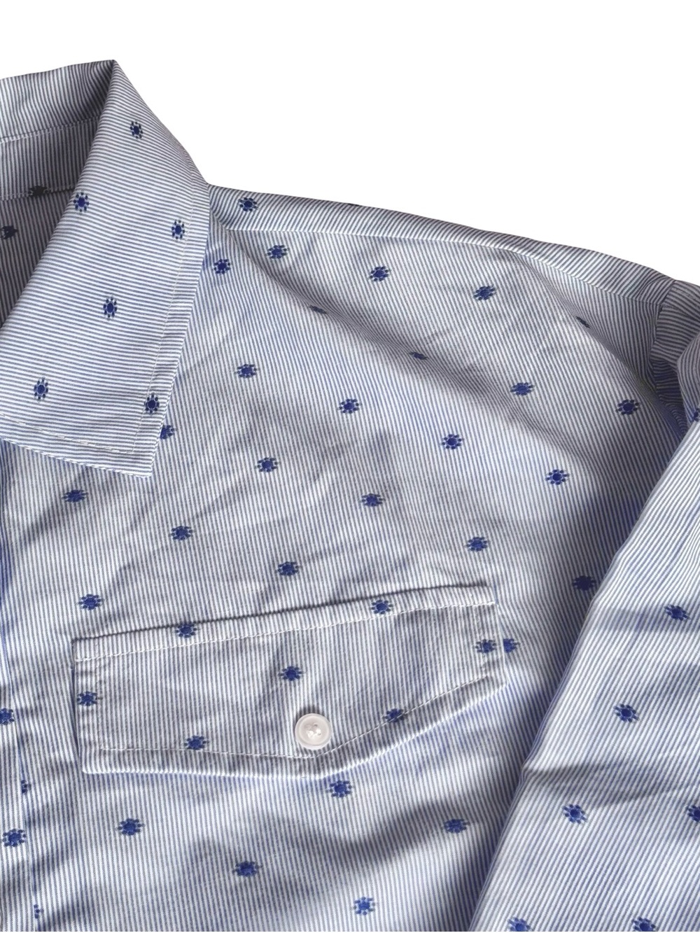 Maeve Anthropologie Women’s Blue/White Cinched Waist Button Down Shirt Size M - Picture 3 of 10